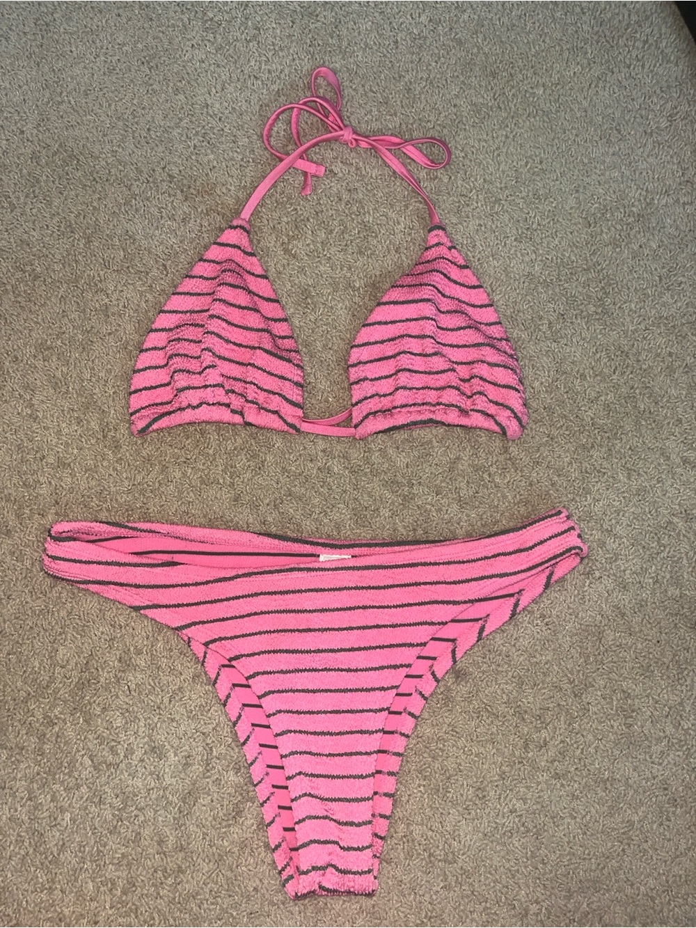 Pink Striped Two-Piece Bikini Set